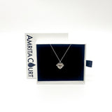 Gift Box - Love Heart White Gold Aroma Necklace + Purify Oil Blend