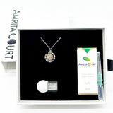 Gift Box - Aroma Necklace White Gold - Planet Celestial Sapphire (Blue) + Purify Oil Blend