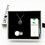 Gift Box - Aroma Necklace White Gold - Planet Plutonian Amethyst (Golden Purple) + Purify Oil Blend