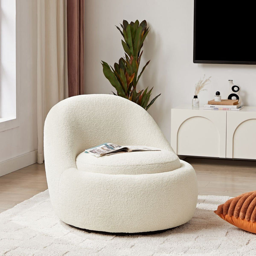 Anda Modern Boucle Fabric Swivel Chair