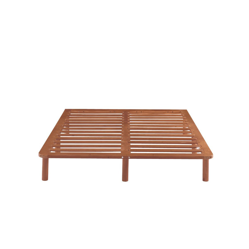 Bondi Wooden Pinewood Bed Base in Walnut - Double