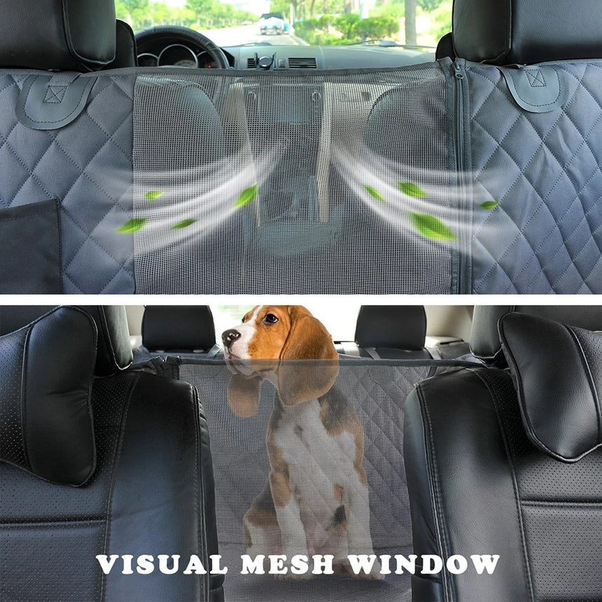 Dog Car Seat Cover with Mesh Window, Waterproof Pet Seat Cover for Back Seat, Non-Slip Durable Scratchproof Dog Hammock for Cars, Trucks and SUVs