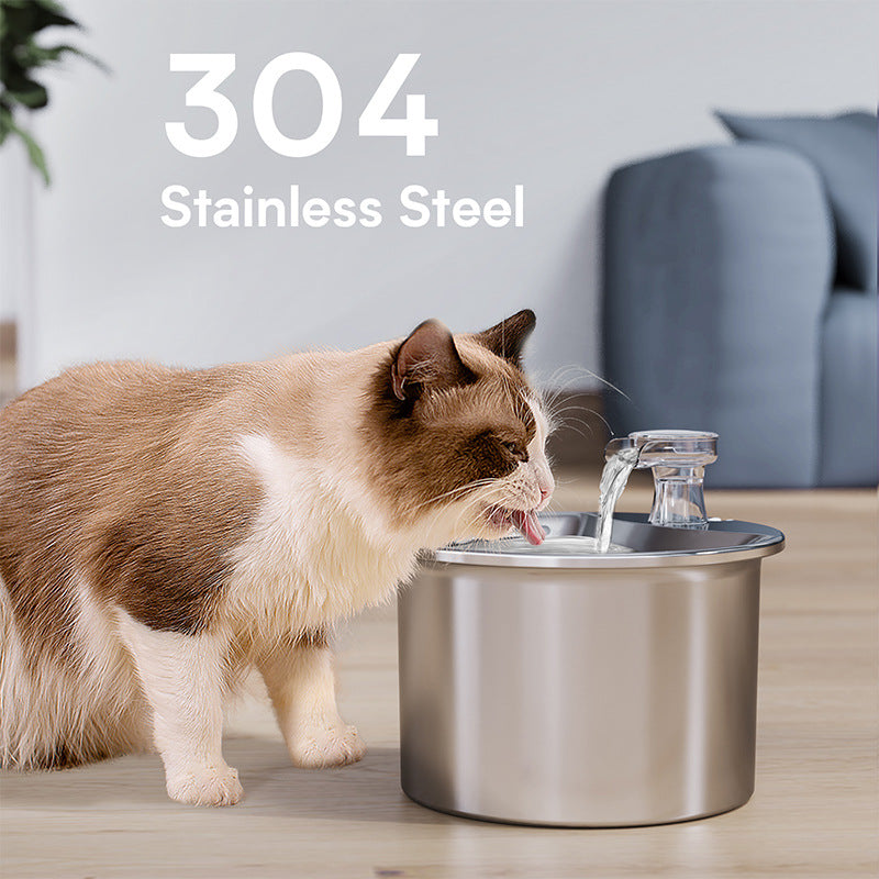 Beginner Package Stainless Steel Pet Water Fountain with Automatic Power-Off -Plug Not Included