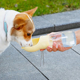 Portable Dog Water Bottle with Bowl Dispenser-500ml Pink Pet Travel Cup, Leak-proof, One-Hand Operation