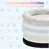 Fluffy Donut-Shaped Pet Bed- Soft, Cozy, and Anti-Anxiety for Dogs and Cats, Machine Washable  Gradient Gray  Size:S 60*15*18cm