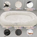 Fluffy Donut-Shaped Pet Bed- Soft, Cozy, and Anti-Anxiety for Dogs and Cats, Machine Washable  Beige Brown Size:L 90*65*20cm