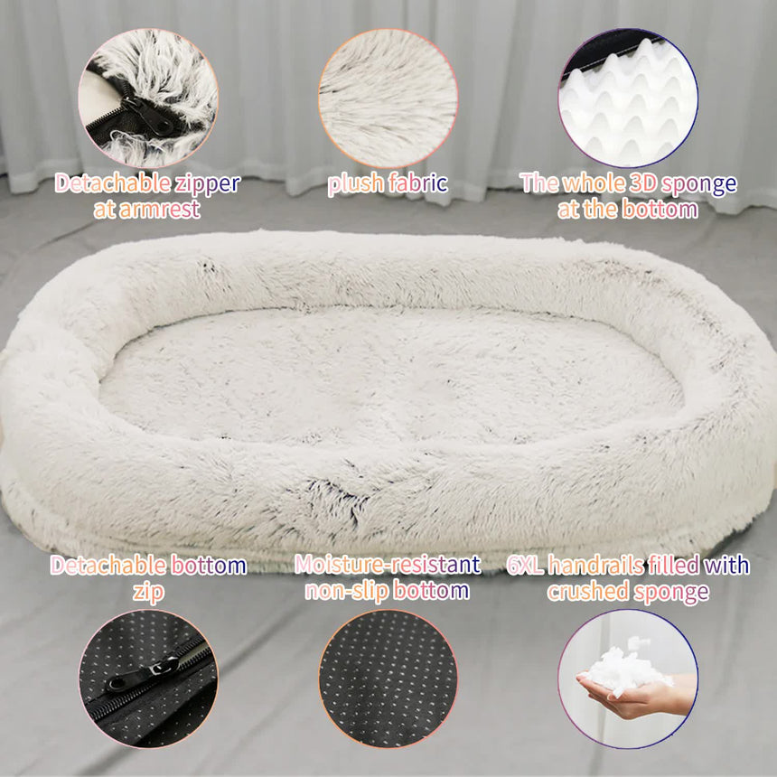 Fluffy Donut-Shaped Pet Bed- Soft, Cozy, and Anti-Anxiety for Dogs and Cats, Machine Washable  khaki Size:L 90*65*20cm