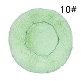 Calming Donut Pet Bed -Soft Faux Fur, Anti-Anxiety Fluffy Round Bed for Cats and Small Dogs (Green)50cm