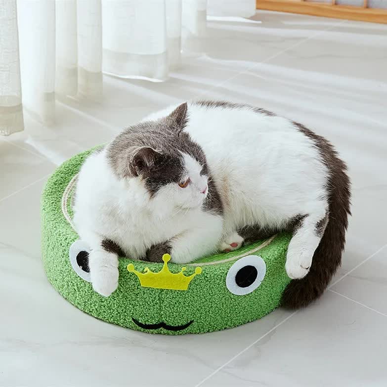 Green Frog Cat Scratcher Bed - Sisal Scratch Pad with Fun Animal 40*40*10cm