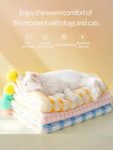 Multi-Use Pet Blanket -Soft Cushion, Blanket, and Pillow for Cats and Small Dogs, Yellow XL100*78CM