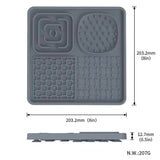 Multi-Functional Slow Feeder Mat for Dogs- Anti-Slip Lick Pad with Multiple Textures Square 2PCS (Blue & Black)