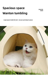 Outdoor Cat House,Pet Tent -Windproof and Dustproof Shelter for Small Pets, Grey, Size: M  40*40*37cm