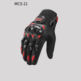 High-Performance Motorcycle Riding Gloves with Hard Knuckle Protection - Anti-Slip, Touchscreen Compatible, Neon Accents (Red,L size)