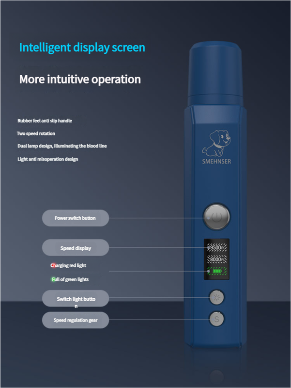 3-Speed Dog Nail Grinder - Quiet, Safe & Painless Trimming for All Pets