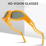 Futuristic Sports Wrap Man Sunglasses - Bold Orange Frames with UV Protection