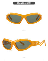 Futuristic Sports Wrap Man Sunglasses - Bold Orange Frames with UV Protection