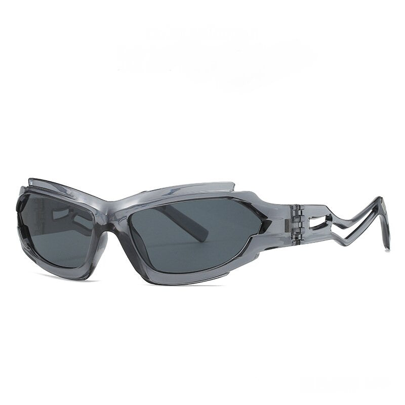 Futuristic Sports Wrap Man Sunglasses - Bold Gray Frames with UV Protection