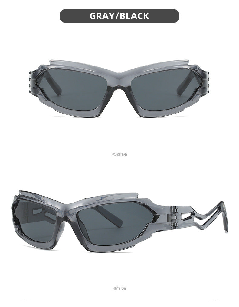 Futuristic Sports Wrap Man Sunglasses - Bold Gray Frames with UV Protection