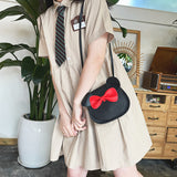 Adorable Bow Bear Crossbody Bag for Kids - Black Small Shoulder Bag 13*13*5cm