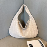 Elegant Woven Leather Hobo Bag - Soft Shoulder Tote 47*32cm (off-white)