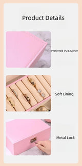 Luxury Jewelry Organizer Box - Elegant Multi-Compartment Storage Case (Pink)23*17*8.8cm