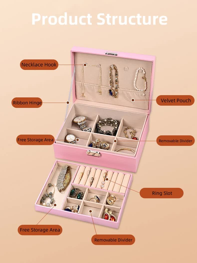 Luxury Jewelry Organizer Box - Elegant Multi-Compartment Storage Case (White)23*17*8.8cm