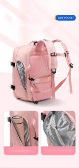 Multi-Compartment Travel Backpack with Shoe Storage and Wet-Dry Separation (Pink)31cm(L)*17cm(W)*42cm(H)