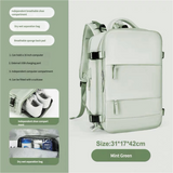 Multi-Compartment Travel Backpack with Shoe Storage and Wet-Dry Separation (Mint Green)31cm(L)*17cm(W)*42cm(H)