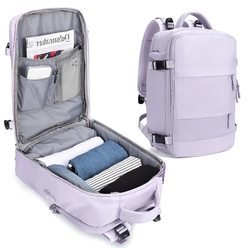 Multi-Compartment Travel Backpack with Shoe Storage and Wet-Dry Separation (Purple)31cm(L)*17cm(W)*42cm(H)