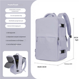 Water-Resistant Laptop Backpack with USB Charging Port and Wet-Dry Separation (Purple)