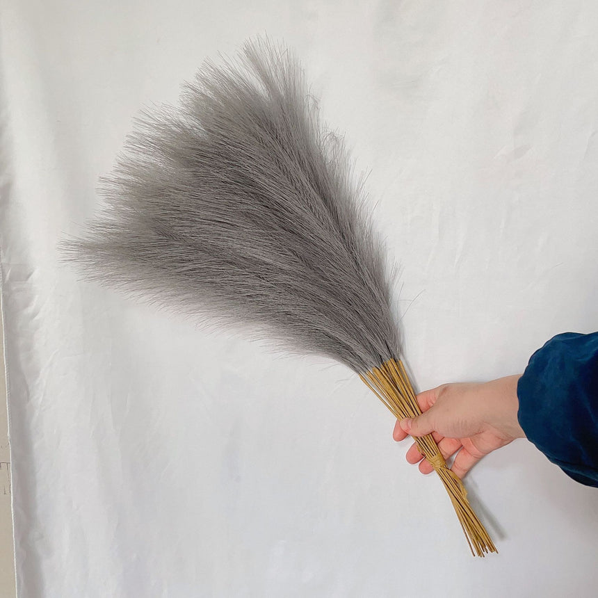 20 sticks Natural Dark Gray Pampas Grass Bouquet-21.65" Fluffy Dried Pampas for Home Decor and Events