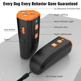 Ultrasonic Dog Trainer Device | Handheld Pet Training Tool with Night Light & Type-C Charging 3.7V