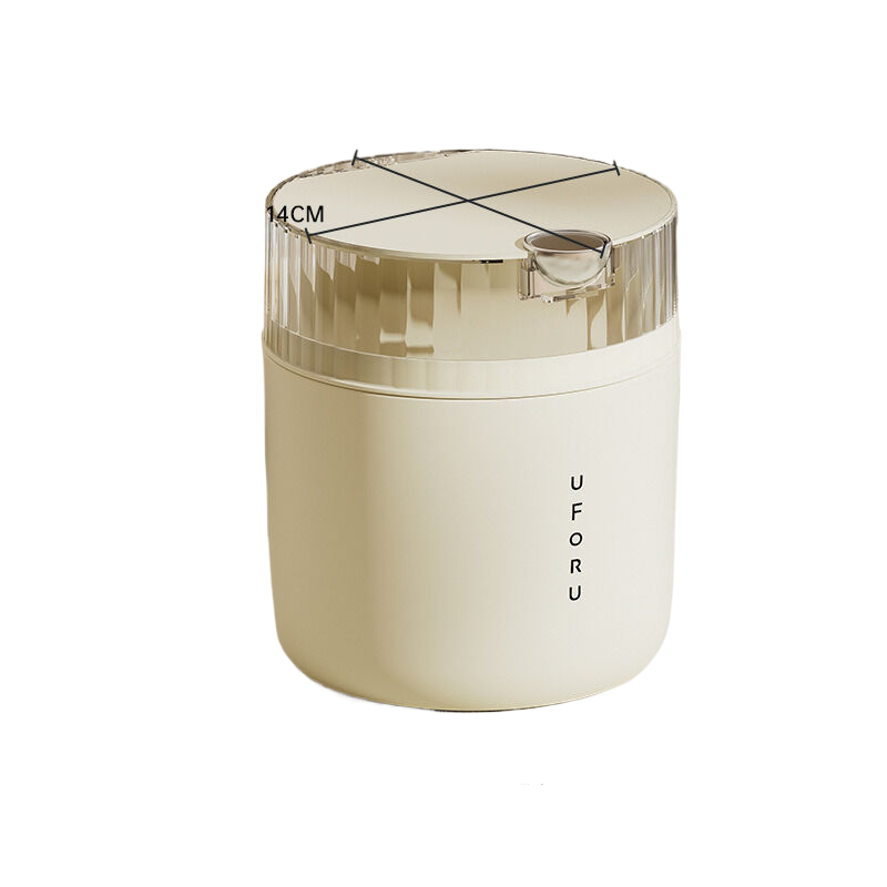 Cream white desktop trash can (standard with one roll of trash bag) 14cm * 15cm (including button) * 16cm