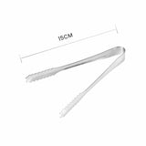 Stainless Steel Ice Cube Tongs Anti Slippery Clamp with Serrations and Long Jaws