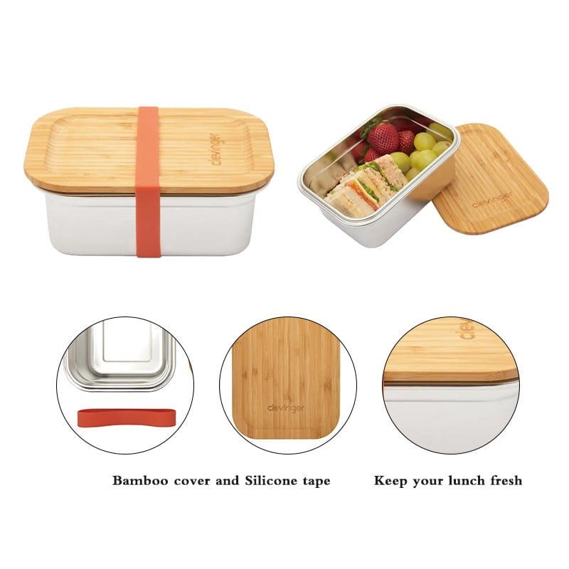 Clevinger Stainless Steel Bamboo Medium Lunch Box 800ml