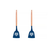 2pcs Beechwood & silicone slotted turner navy