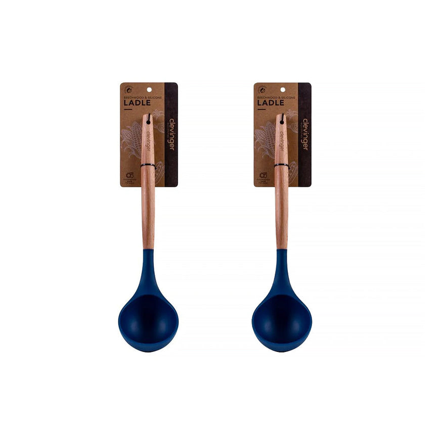 2 pcs Beechwood & silicone ladle navy