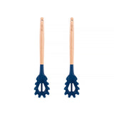 2pcs Beechwood & silicone pasta server navy