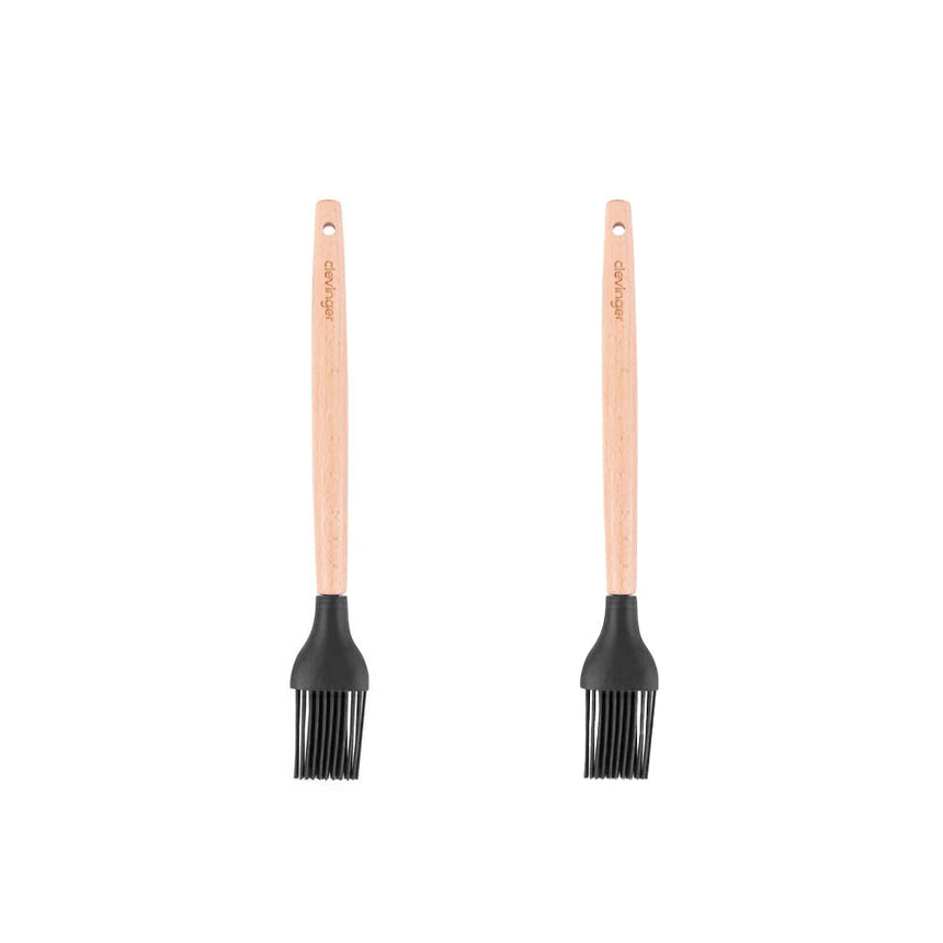 2pcs Beechwood & silicone basting brush charcoal