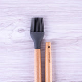 2pcs Beechwood & silicone basting brush charcoal