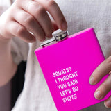 175ml Stainless Steel Hip Flask w Funny Quotes-Pink