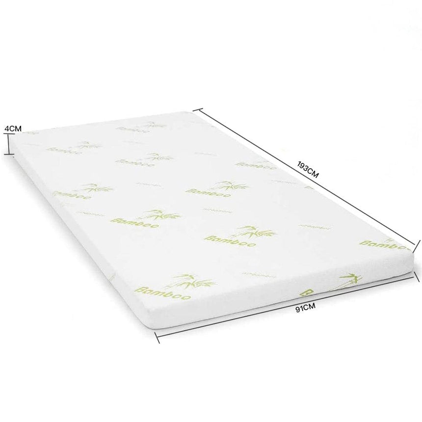 4cm Memory Foam Mattress Protector with Bamboo Cover - Single