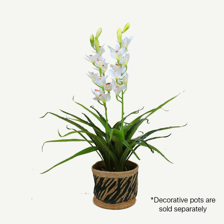 100cm Faux Artificial Home Decor Potted  Cymbidium-Red/White - Red