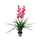 100cm Faux Artificial Home Decor Potted  Cymbidium-Red/White - White