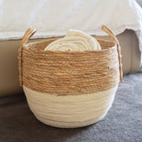 3 Piece Cotton Rope Stripe Carry Handles Storage Baskets Set