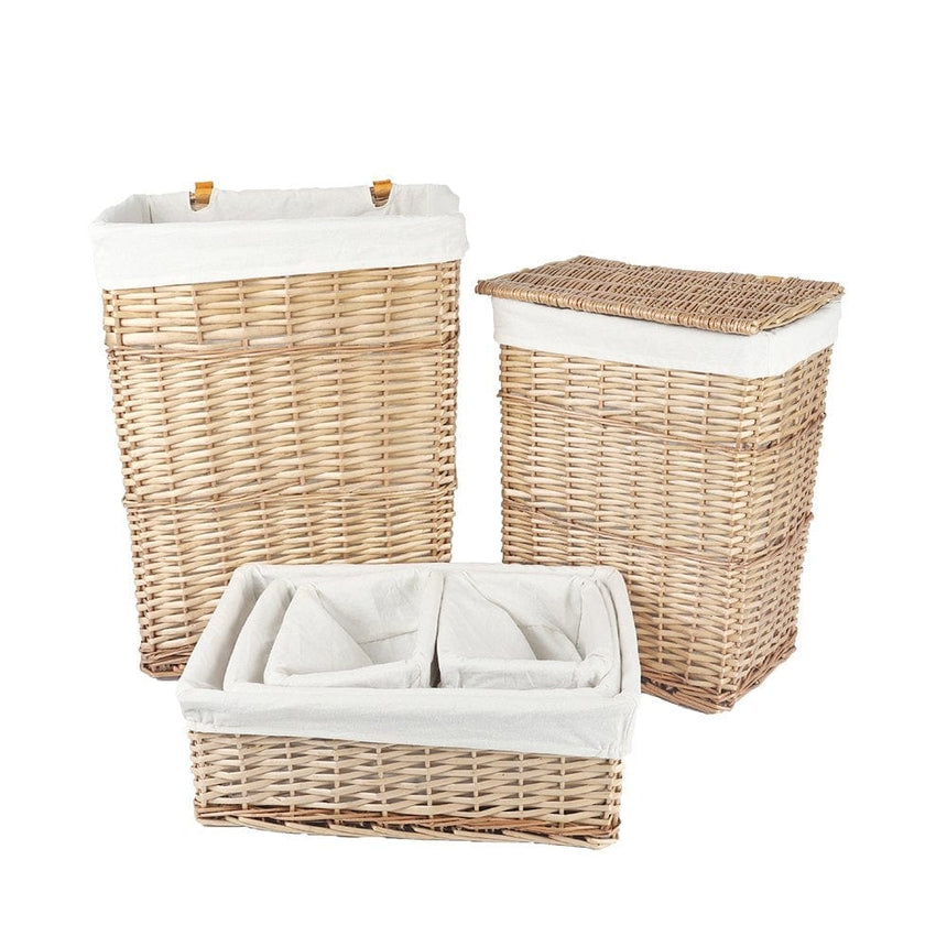 6 Piece Wicker Storage Baskets With Liner Set