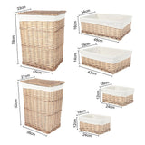 6 Piece Wicker Storage Baskets With Liner Set