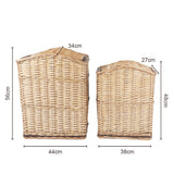 2 Piece Wicker Storage Baskets With Lid Set