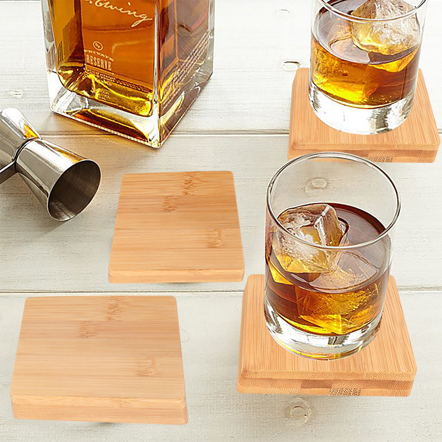 Bamboo Unique Drink Coasters Set of 4