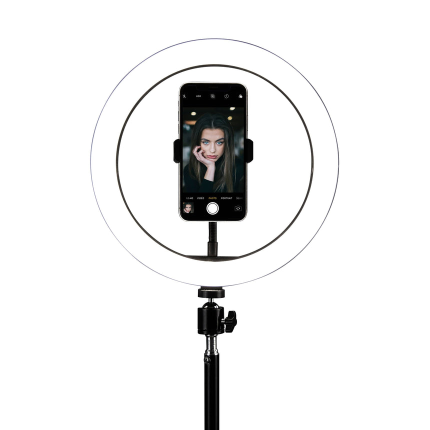 26cm Diameter LED Selfie Ring Light with Stand and Phone Holder 186cm Height